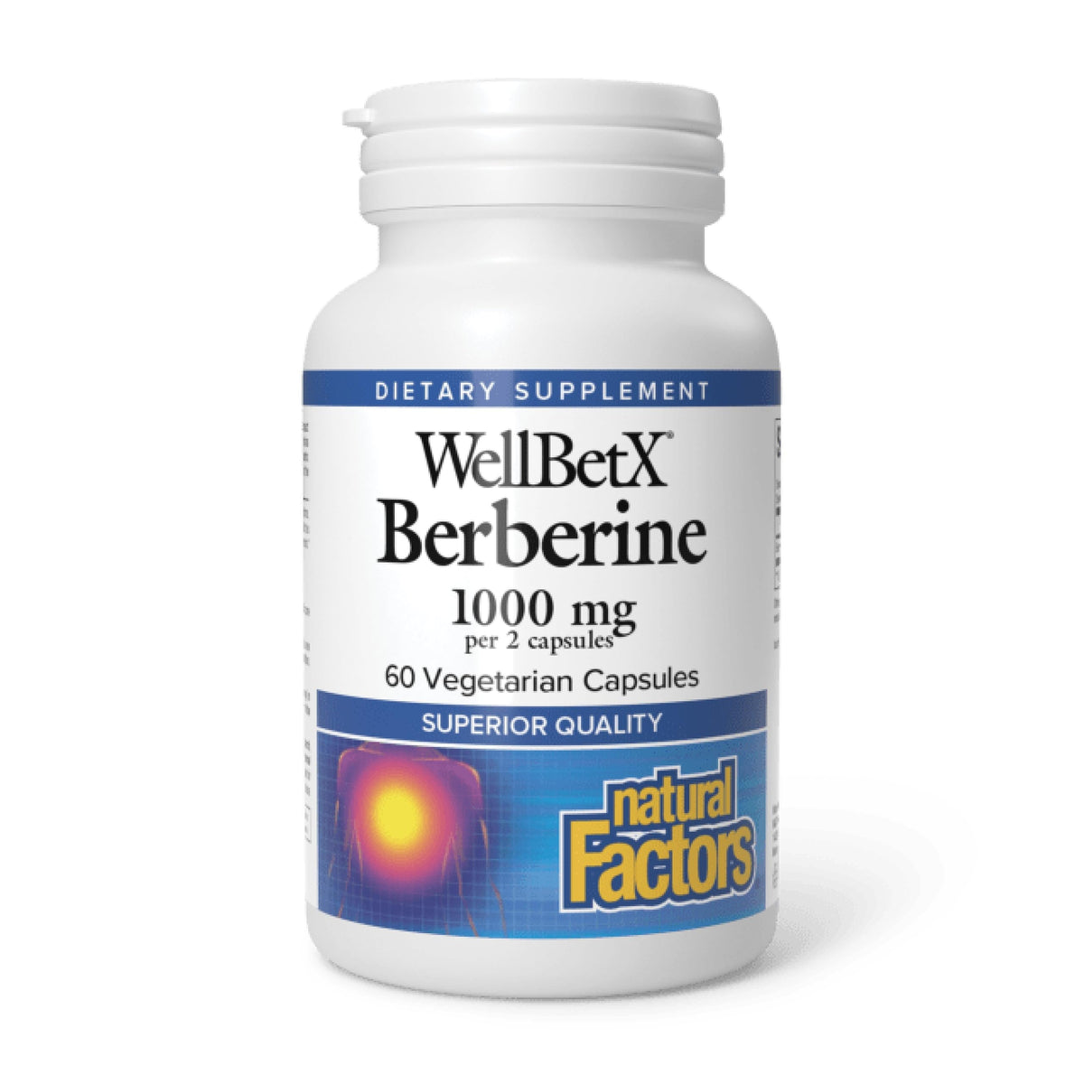 Natural Factors WellBetX Berberina: cápsulas para apoyo metabólico diario.