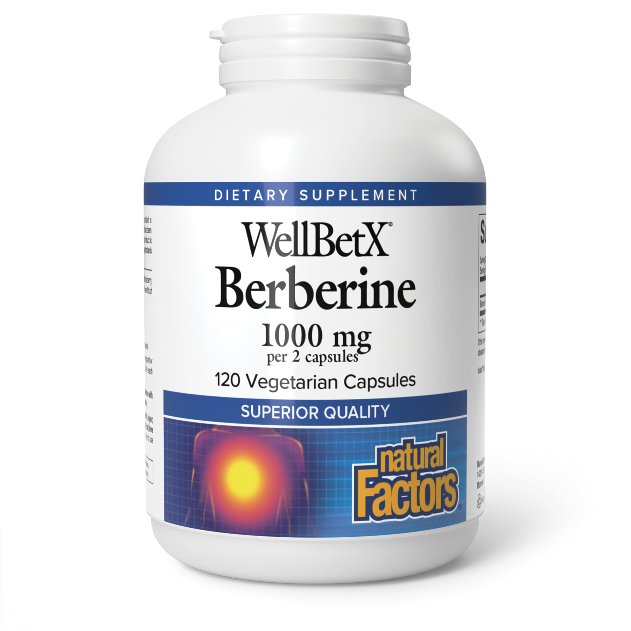 Natural Factors WellBetX Berberine en botella, apoyo diario a la salud metabólica