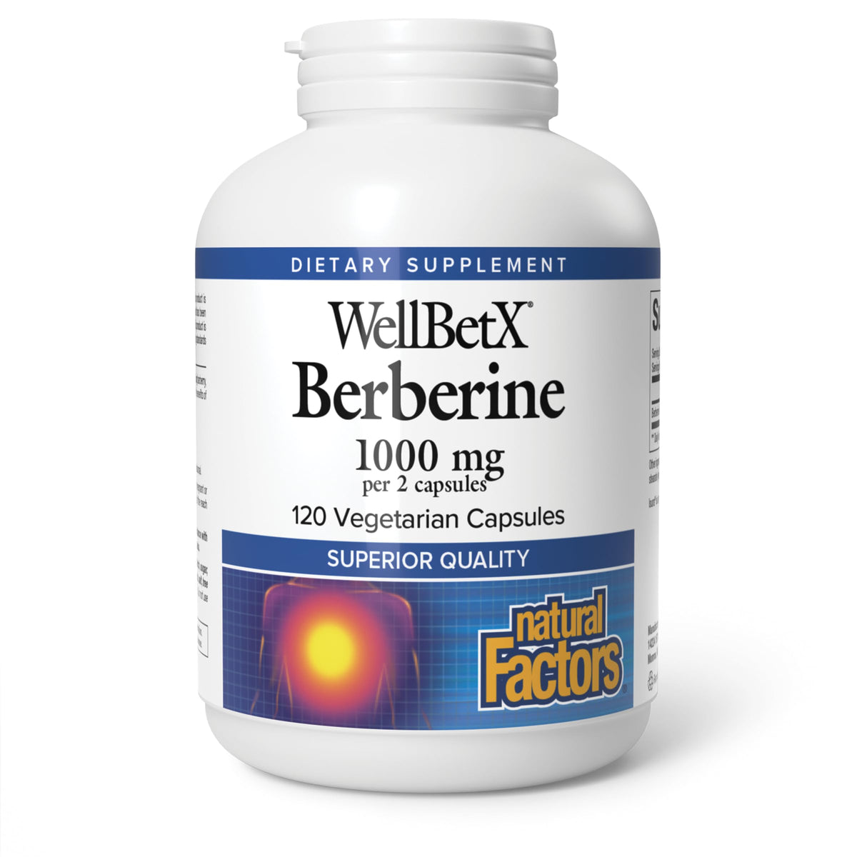 Natural Factors WellBetX Berberine en botella, apoyo diario a la salud metabólica