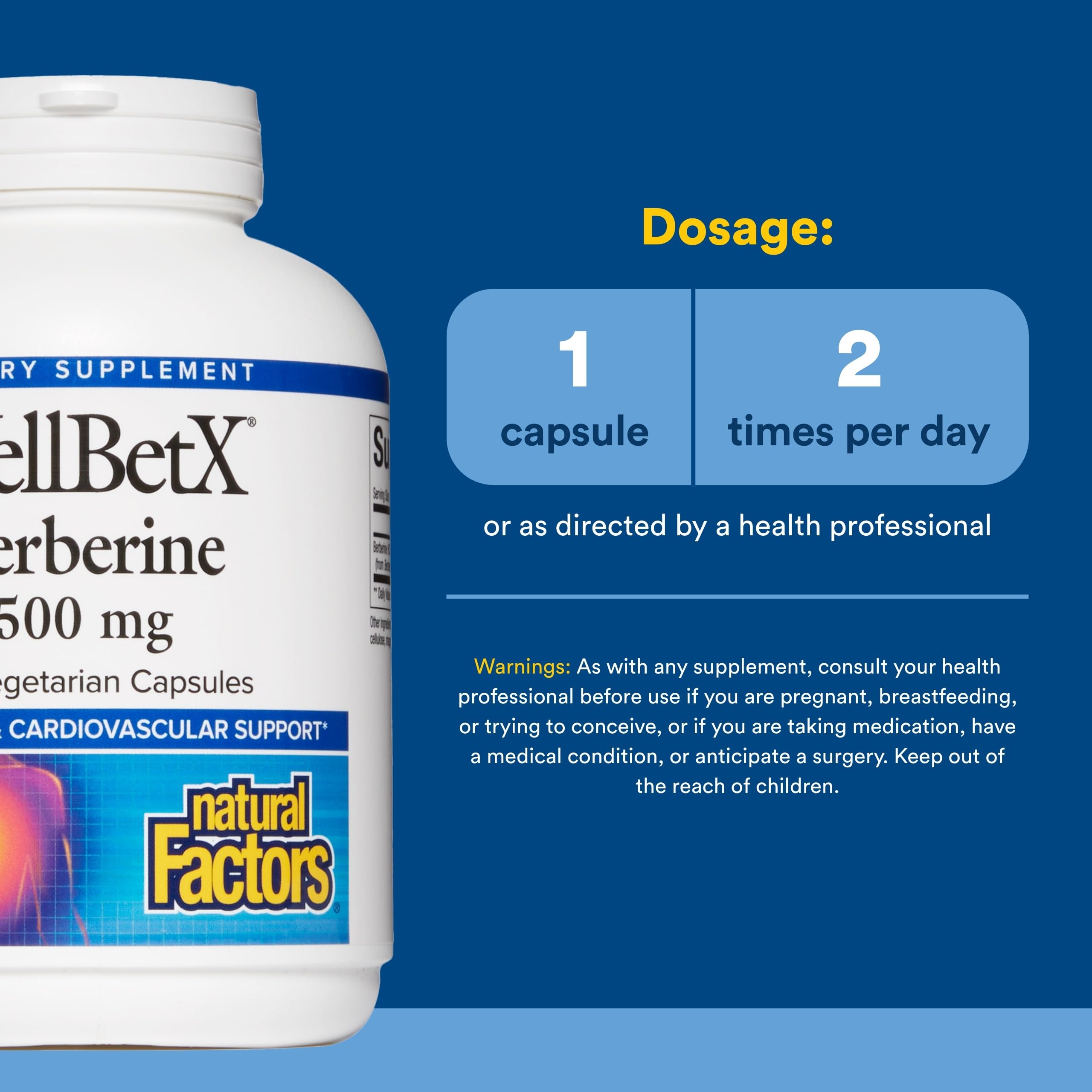 Natural Factors WellBetX Berberine, cápsulas veganas sin gluten para uso diario