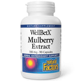 Natural Factors WellBetX extracto de morera en botella, apoyo antioxidante herbal.