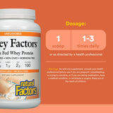 Natural Factors Whey Factors, cuchara-medidora: dosis conveniente para 34 porciones.