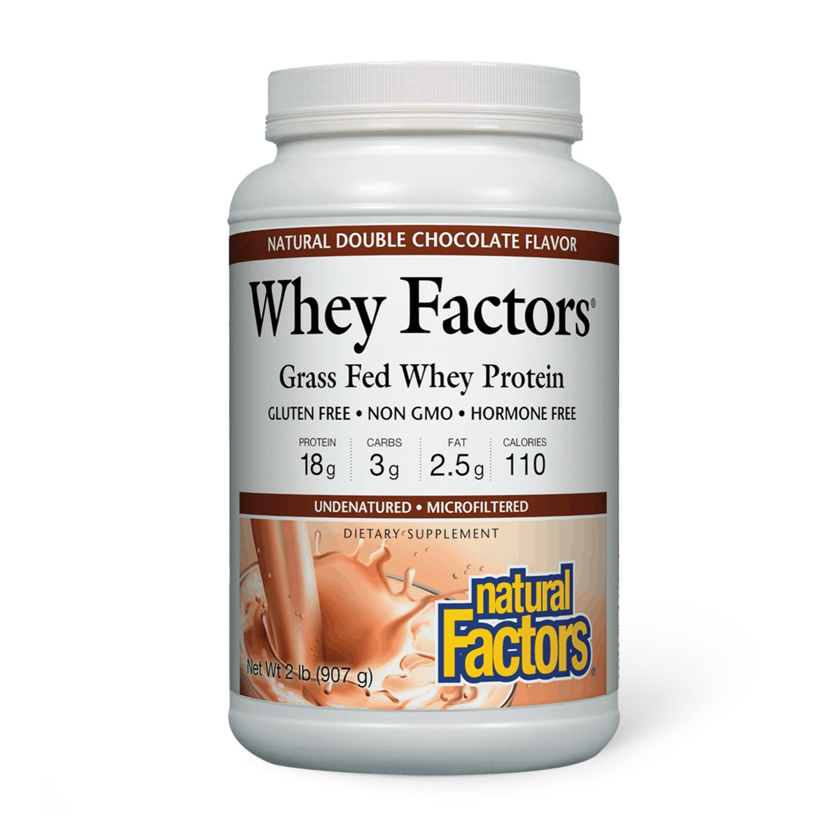 Natural Factors Whey Factors envase de proteina suero de pasto para desarrollo muscular