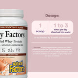 Natural Factors Whey Factors mezcla fácil en vaso con agua