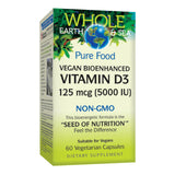 Natural Factors Whole Earth & Sea D3 en botella, apoyo para huesos fuertes y articulaciones sanas