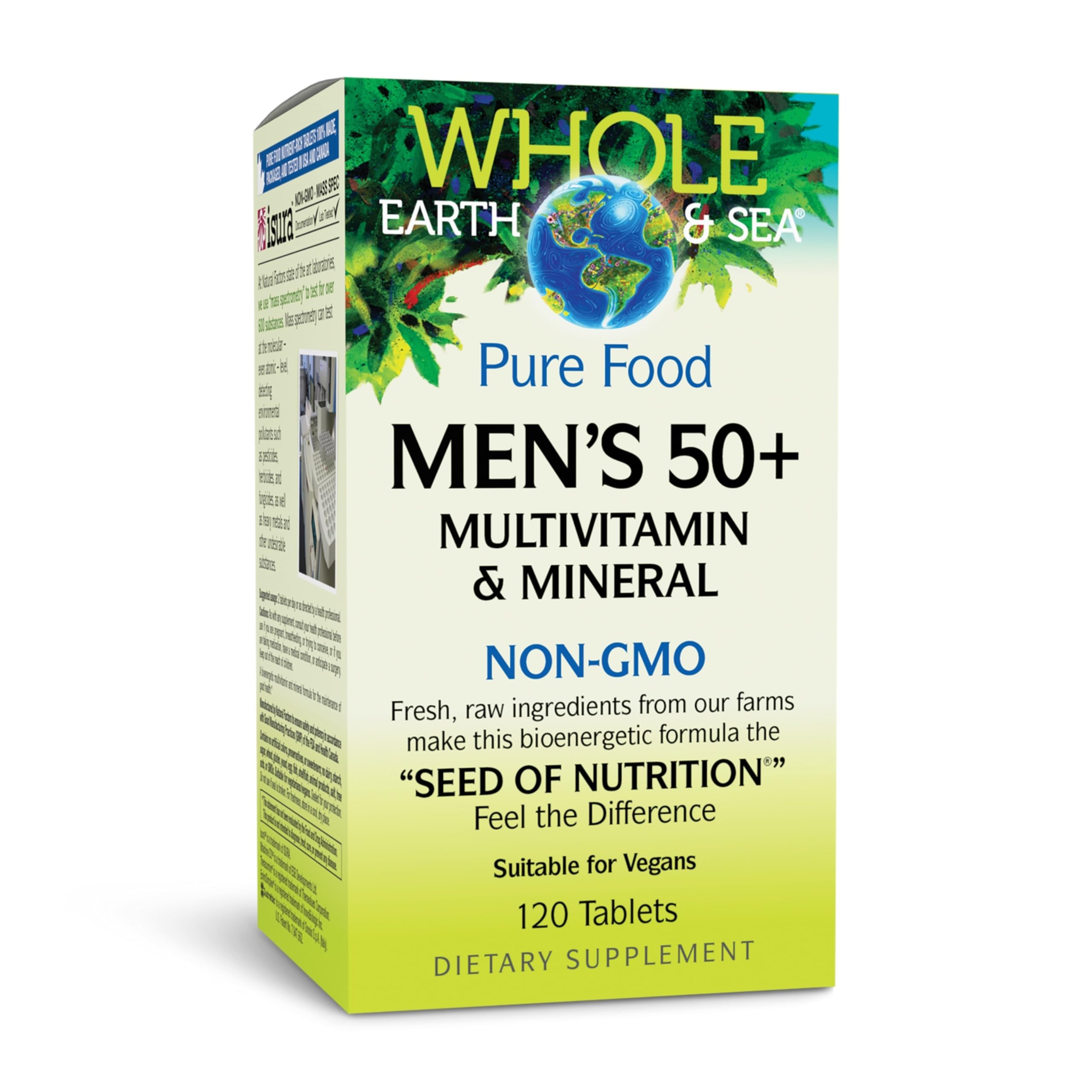 Natural Factors Whole Earth & Sea para hombres 50+ en botella, apoyo diario