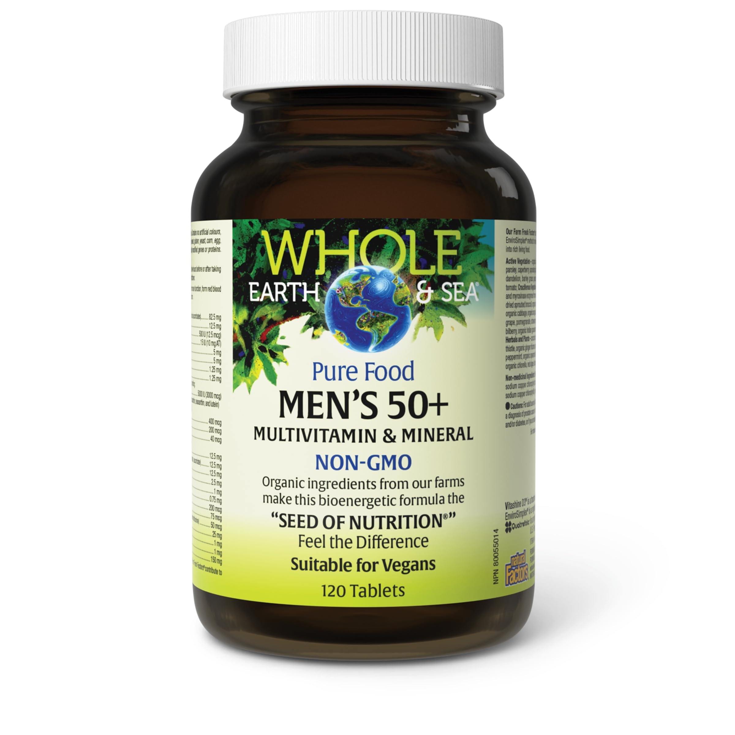 Frasco de Natural Factors Whole Earth & Sea para hombres 50+