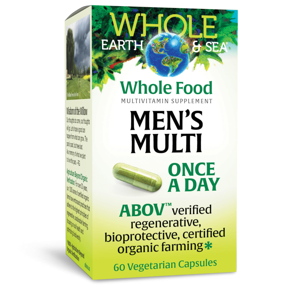 Natural Factors Whole Earth & Sea multivitamina para hombre, botella visible, impulso a la vitalidad diaria