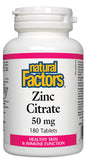 Natural Factors Zinc Citrato 50 mg, tabletas para uso diario y mantenimiento general.