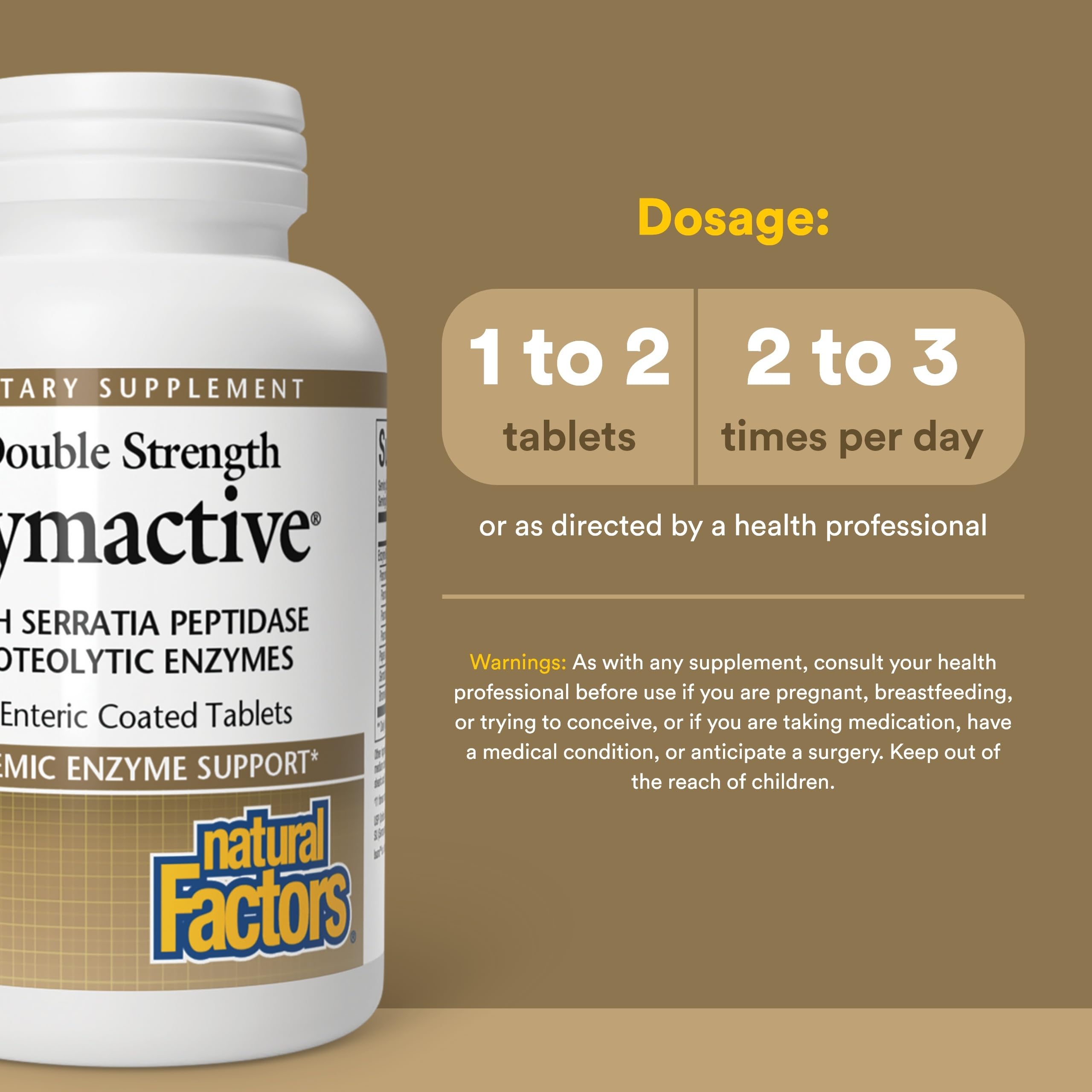 Natural Factors Zymactive - etiqueta con beneficios clave de la fórmula