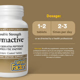 Natural Factors Zymactive Doble Fuerza, etiqueta legible con información de la fórmula.