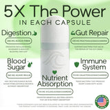 Natural Flow 5X Fibra cápsulas, primer plano: beneficios para la diversidad bacteriana.