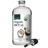 Natural Force Organic MCT Oil en botella de cristal, conserva la pureza para dieta cetogénica y batidos