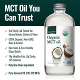 Natural Force Organic MCT Oil vertido, ideal para café y batidos sin azúcar