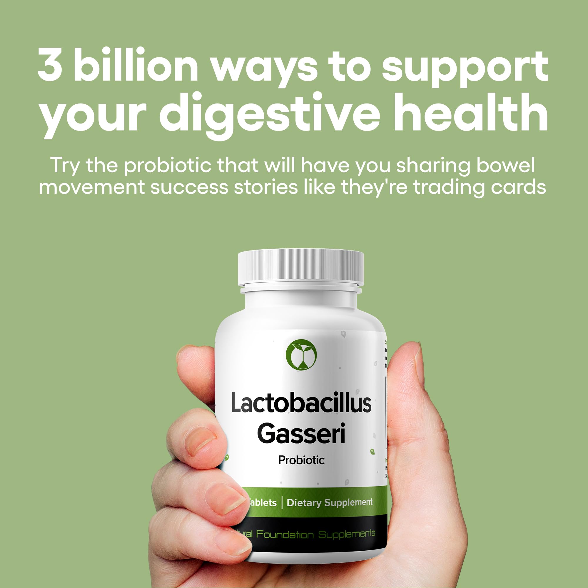 Natural Foundation Supplements Lactobacillus Gasseri — etiqueta frontal del envase resalta la ciencia.