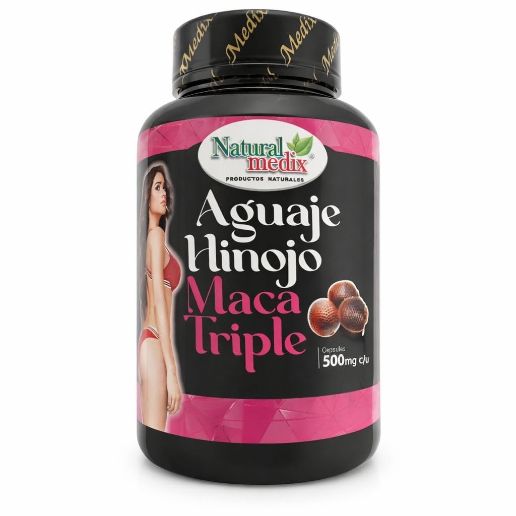 Natural medix Aguaje Hinojo Maca Triple: cápsulas para equilibrio femenino diario.