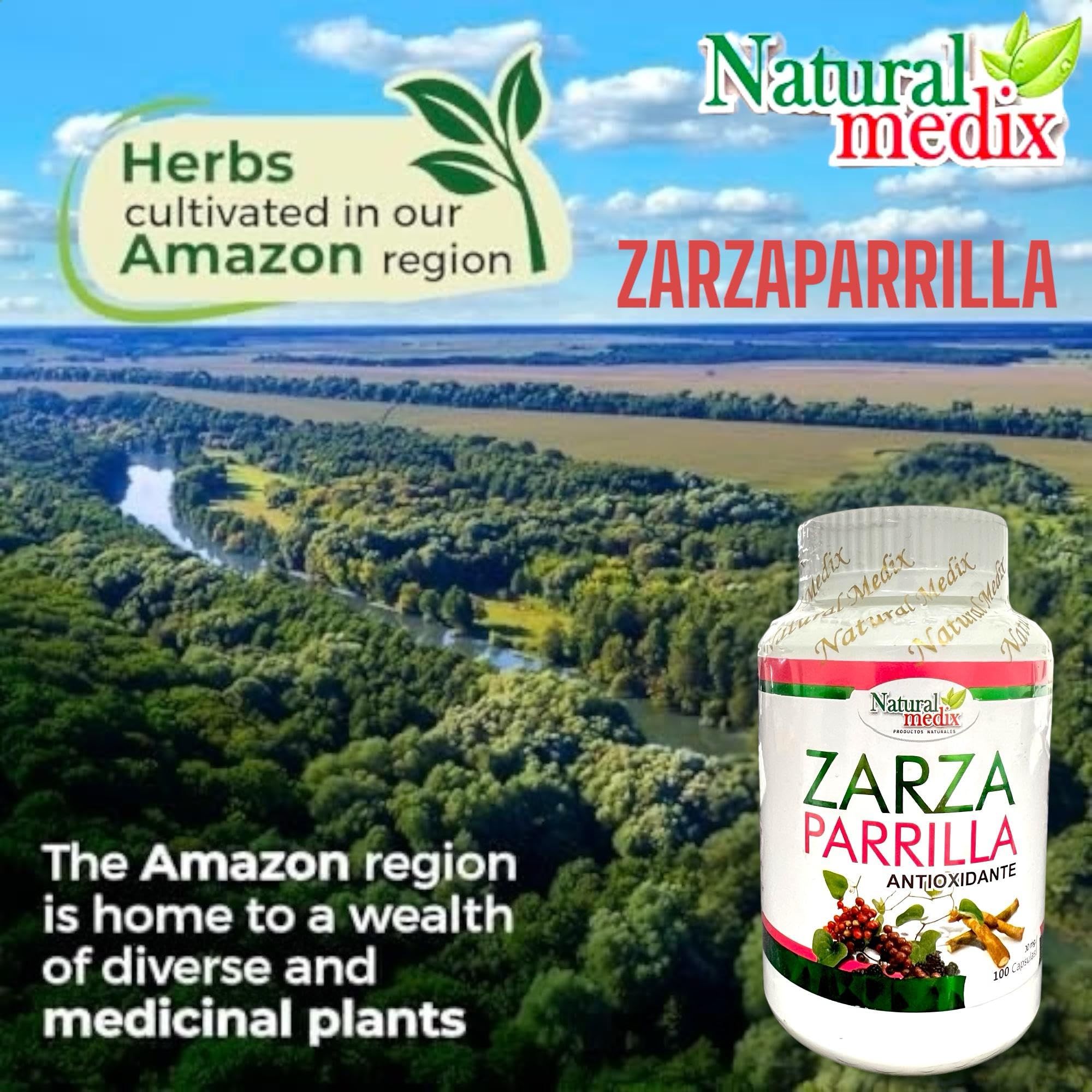 Natural medix Zarzaparrilla, primeros planos de cápsulas que inspiran cuidado personal.