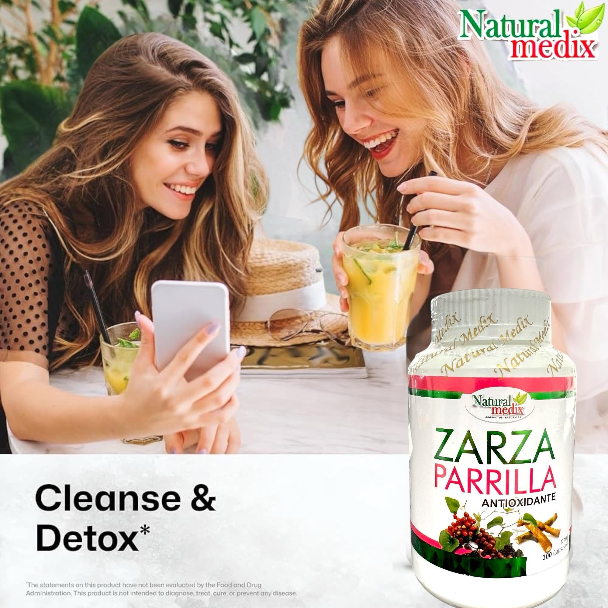 Natural medix Zarzaparrilla, etiqueta del frasco con mezcla de plantas andinas.