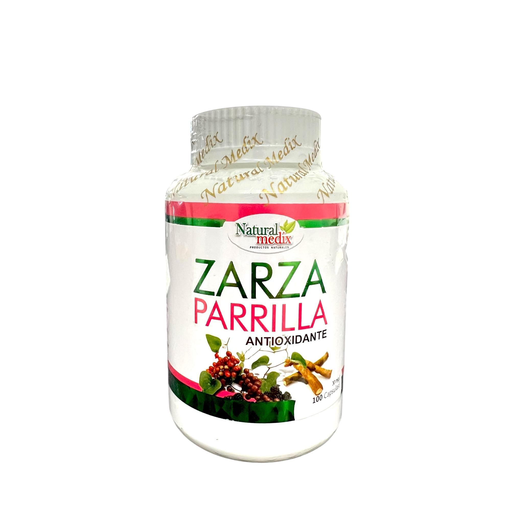 Natural medix Zarzaparrilla, frasco de cápsulas listo para apoyar la vitalidad diaria.