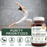 Natural Nutra Cal-Mag Citrato: botella de vidrio ambar para conservar la biodisponibilidad.