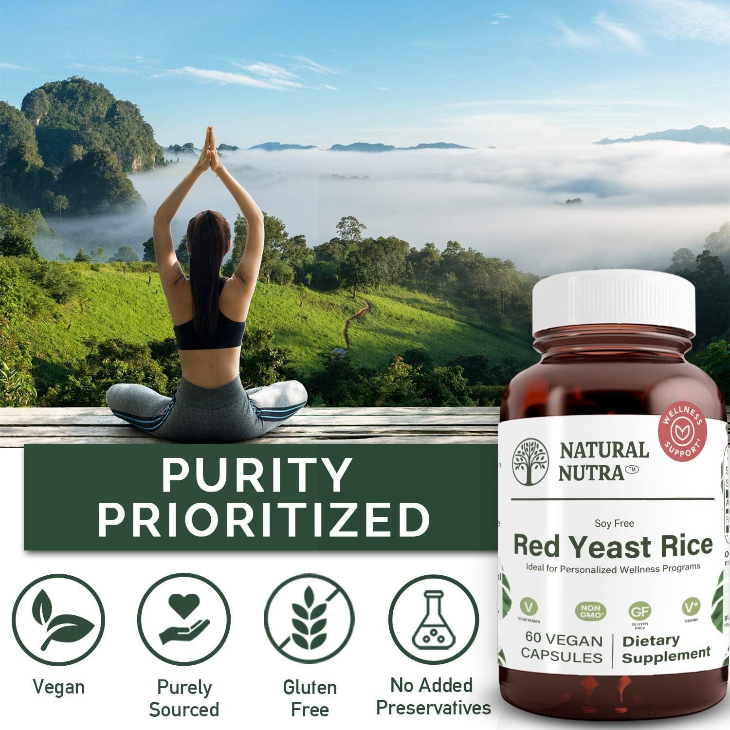 Natural Nutra botella de vidrio ámbar, preserva la pureza de la fórmula