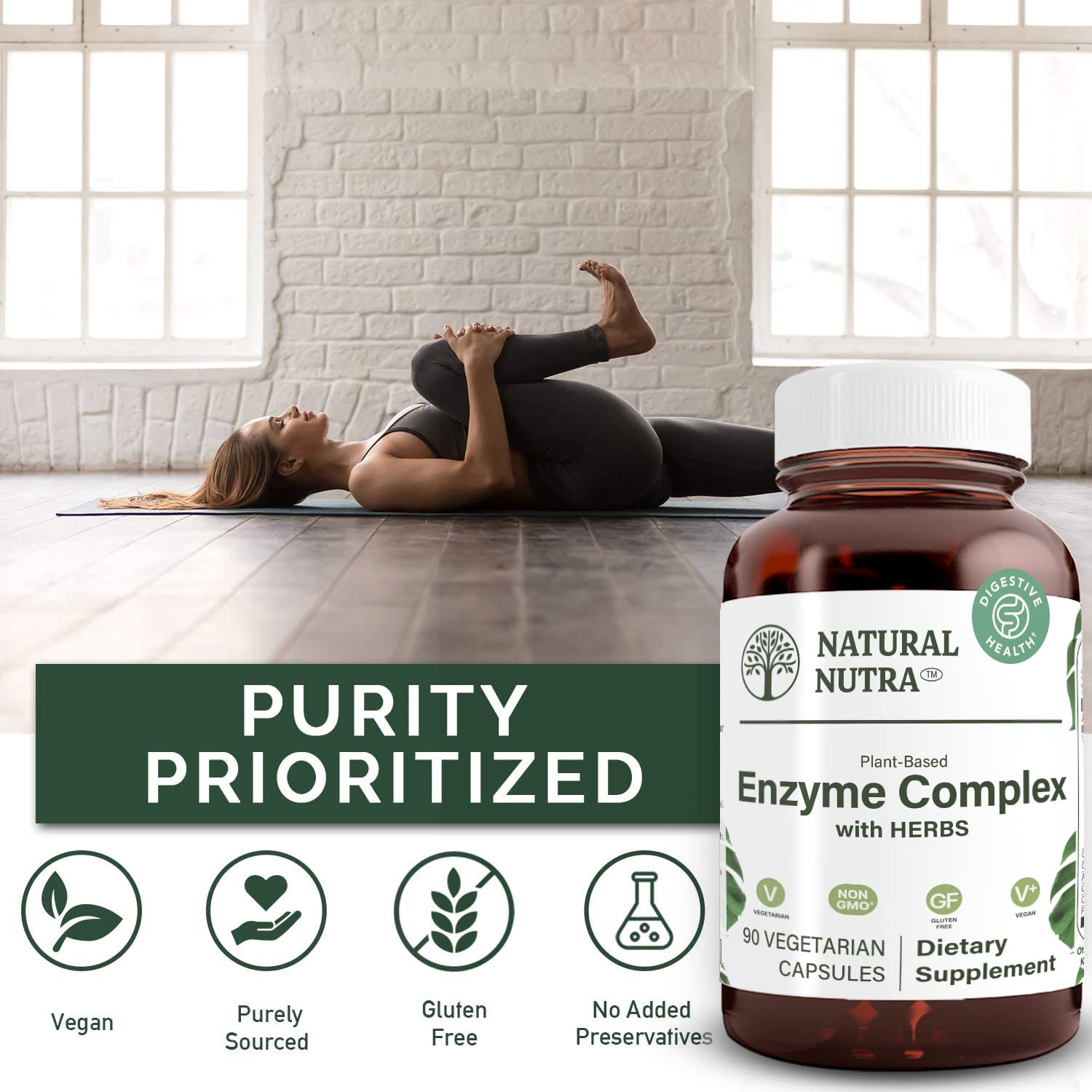 Natural Nutra envase de vidrio ámbar, seguro y reciclable