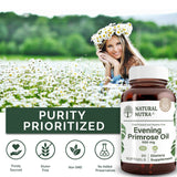 Natural Nutra Onagra 500 mg, frasco libre de BPA para seguridad y pureza.