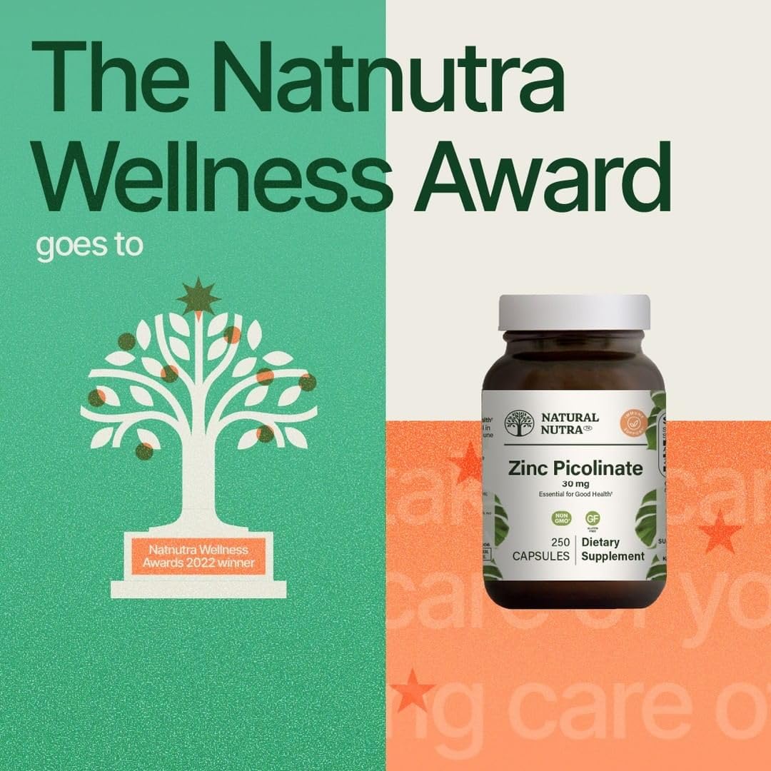 Natural Nutra Zinc Picolinate 30 mg sin gluten y apto vegetariano.