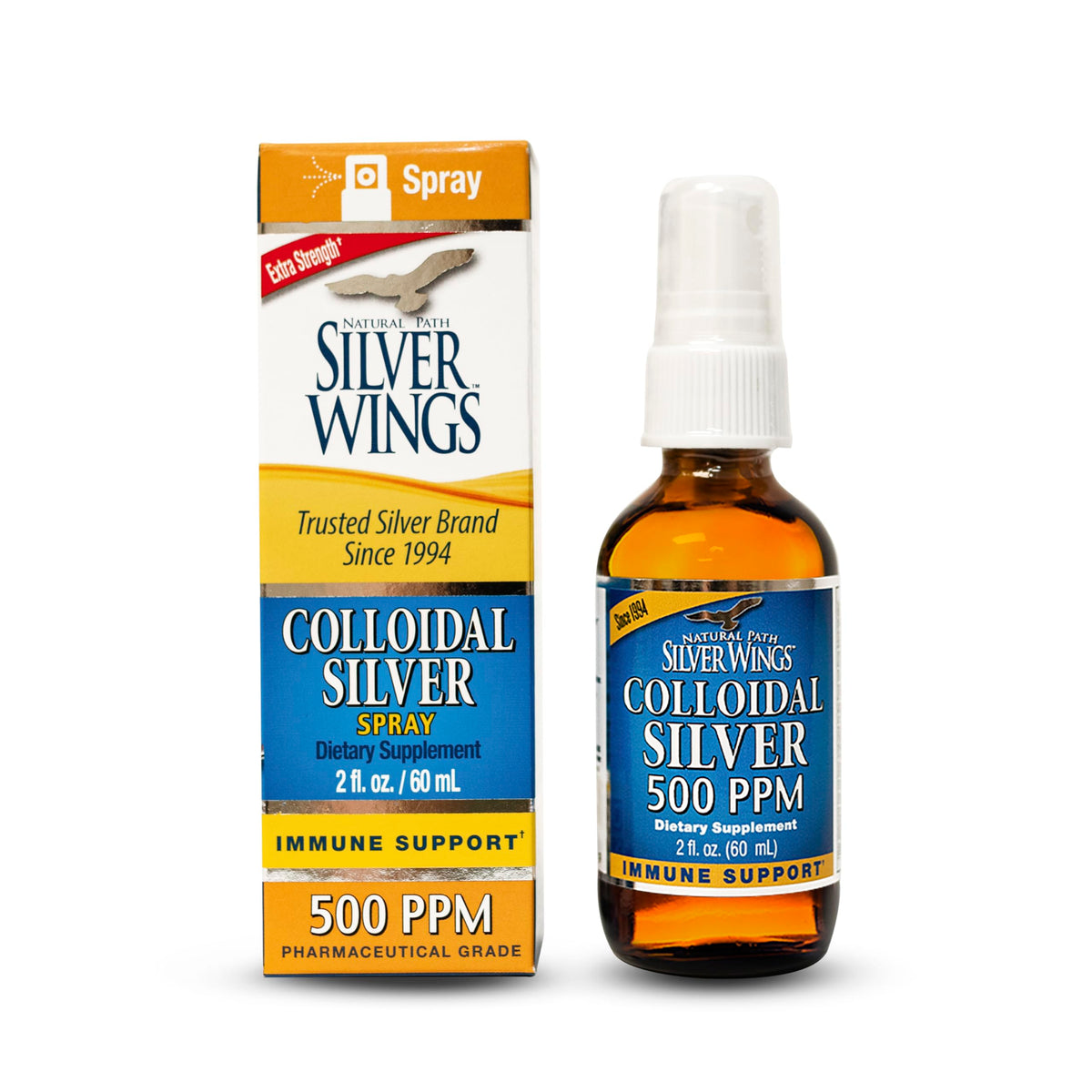 Natural Path Silver Wings: botella de plata coloidal ámbar para uso diario