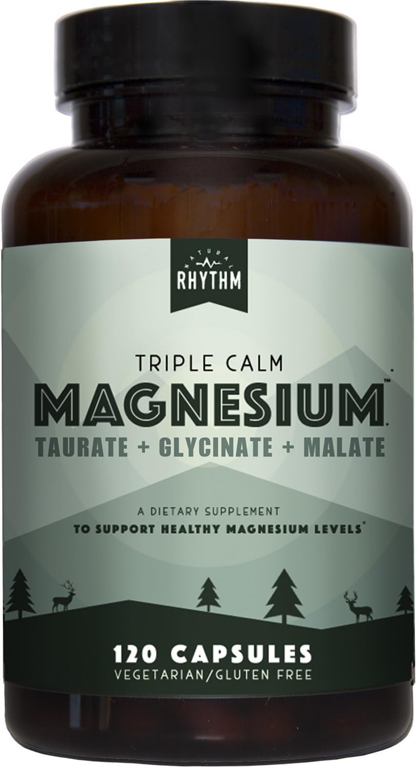 Natural Rhythm Triple Calm — botella de magnesio, formato suave para relajación diaria.