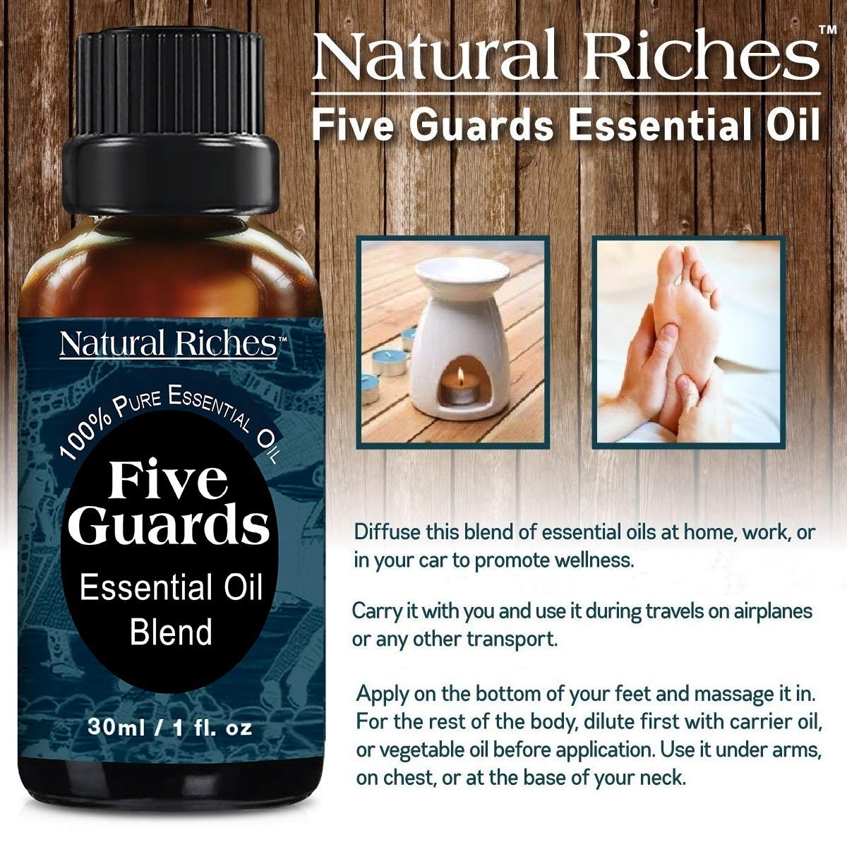Natural Riches Cinco Guardias: aroma terapéutico para mejorar el ambiente del hogar.