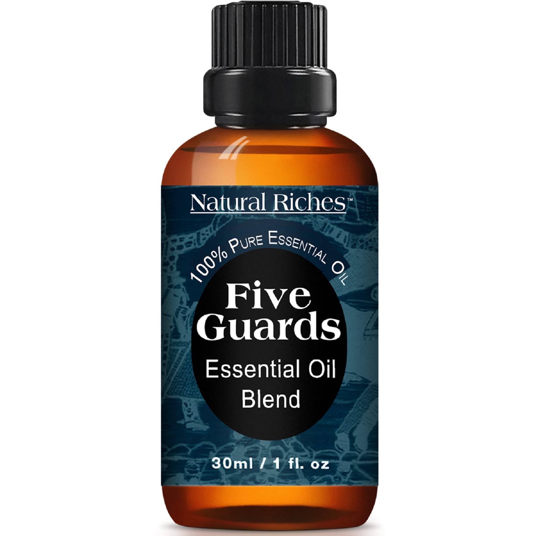Natural Riches Cinco Guardias: bote de 30 ml para aromaterapia y protección ambiental.