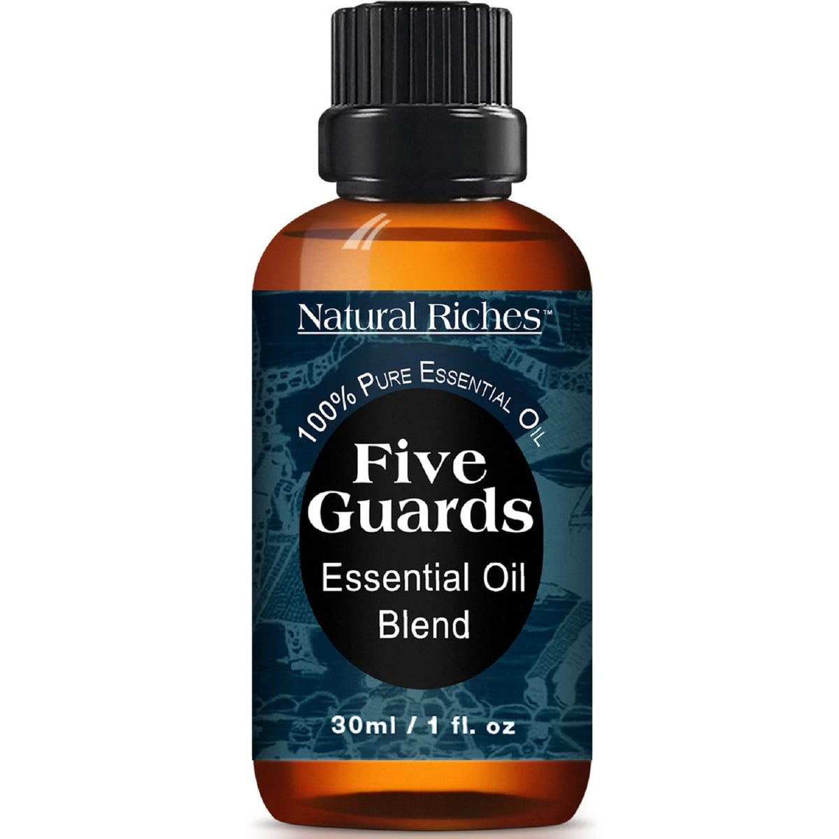 Natural Riches Cinco Guardias: bote de 30 ml para aromaterapia y protección ambiental.