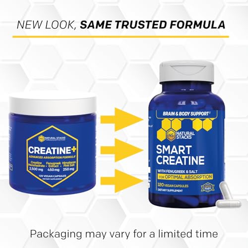 Natural Stacks Creatina fenogreco para mejor absorción y energía sostenida
