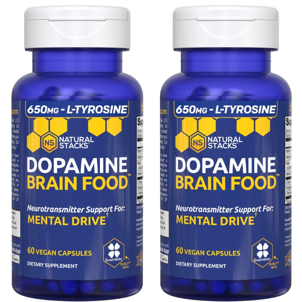 Natural Stacks Dopamine Brain Food: bote de cápsulas para concentración diaria