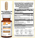 Natural Stacks Serotonin Brain Food, etiqueta, resalta ingredientes clave.