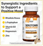 Natural Stacks Serotonin Brain Food, Rhodiola Rosea, recomienda resiliencia ante estrés.