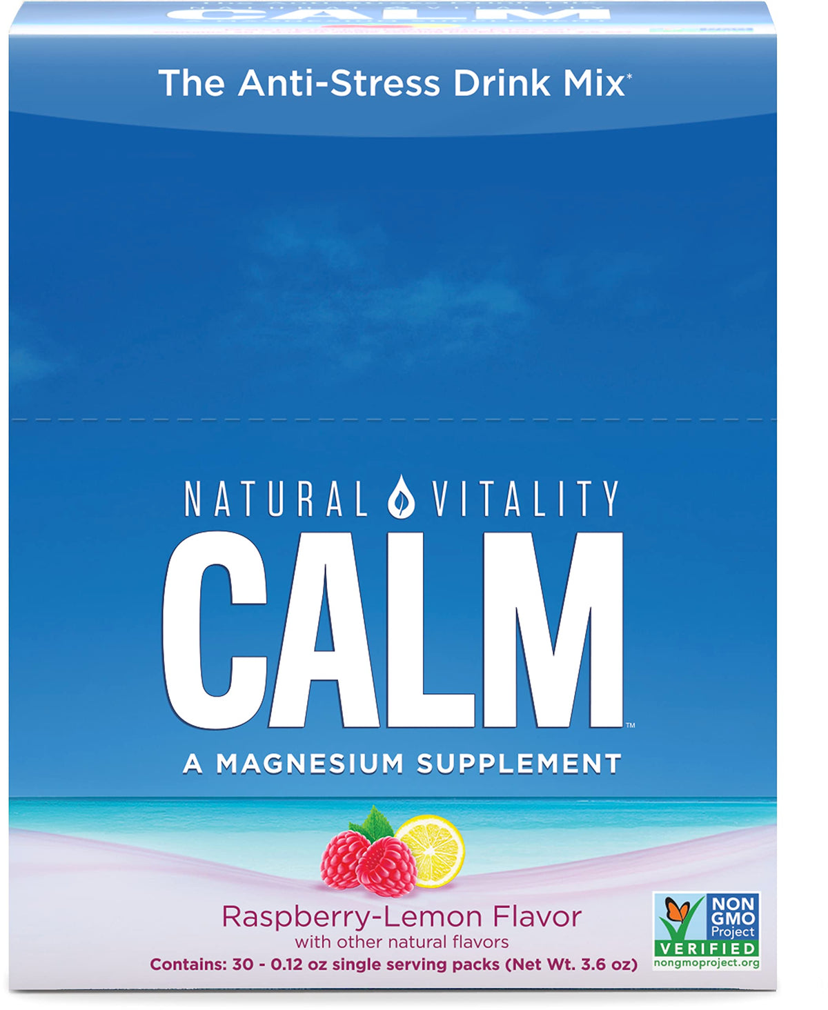 Natural Vitality CALM vertido en taza para una calma suave.