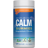 Natural Vitality Calm gomitas magnesio naranja, embalaje práctico para compra rápida.