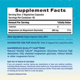 Natural Vitality Calma Magnesio, etiqueta visible en la botella, uso diario potencial.