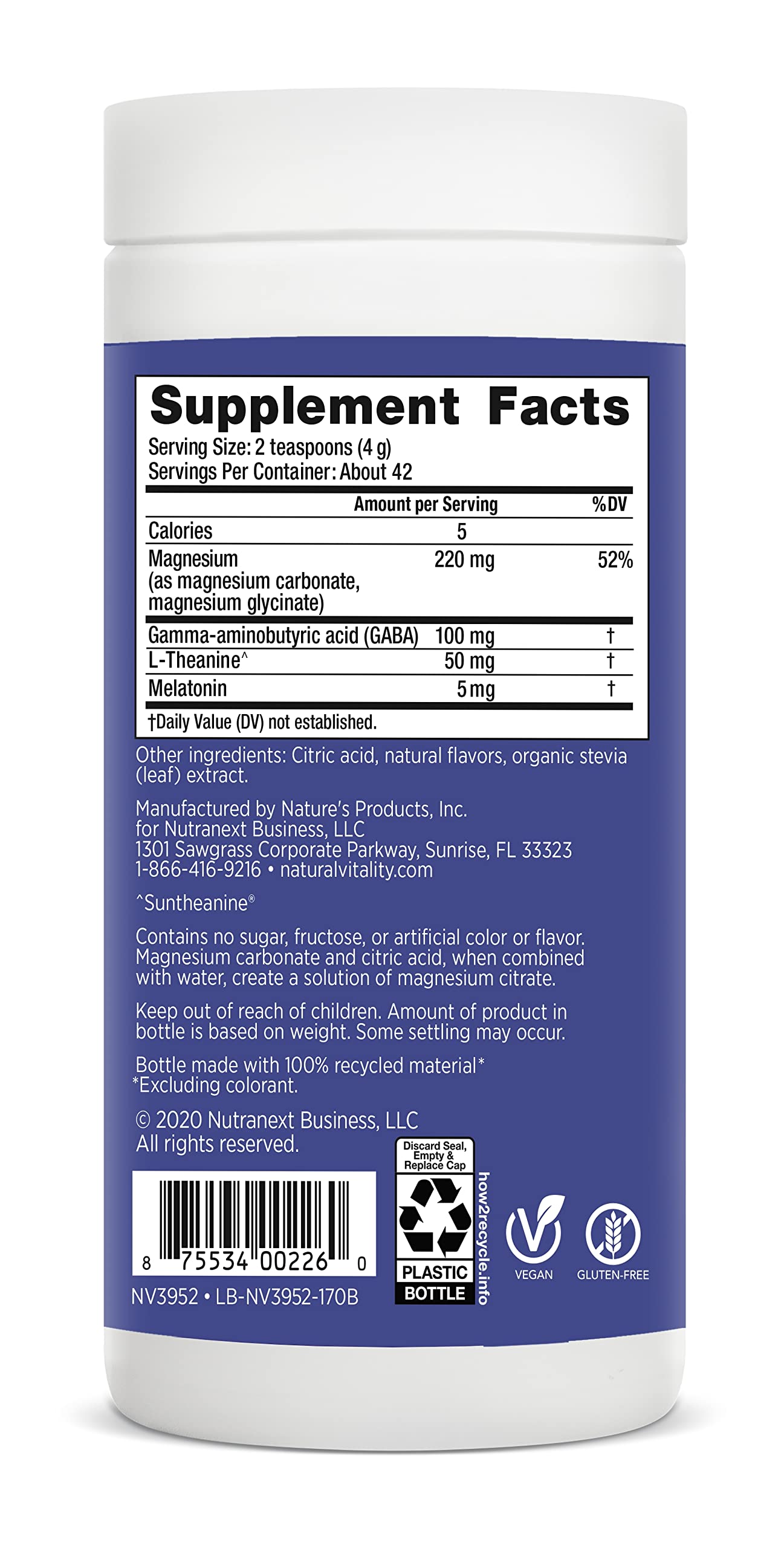 Natural Vitality Calmful Sleep etiqueta detalle: información de ingredientes para consumo consciente