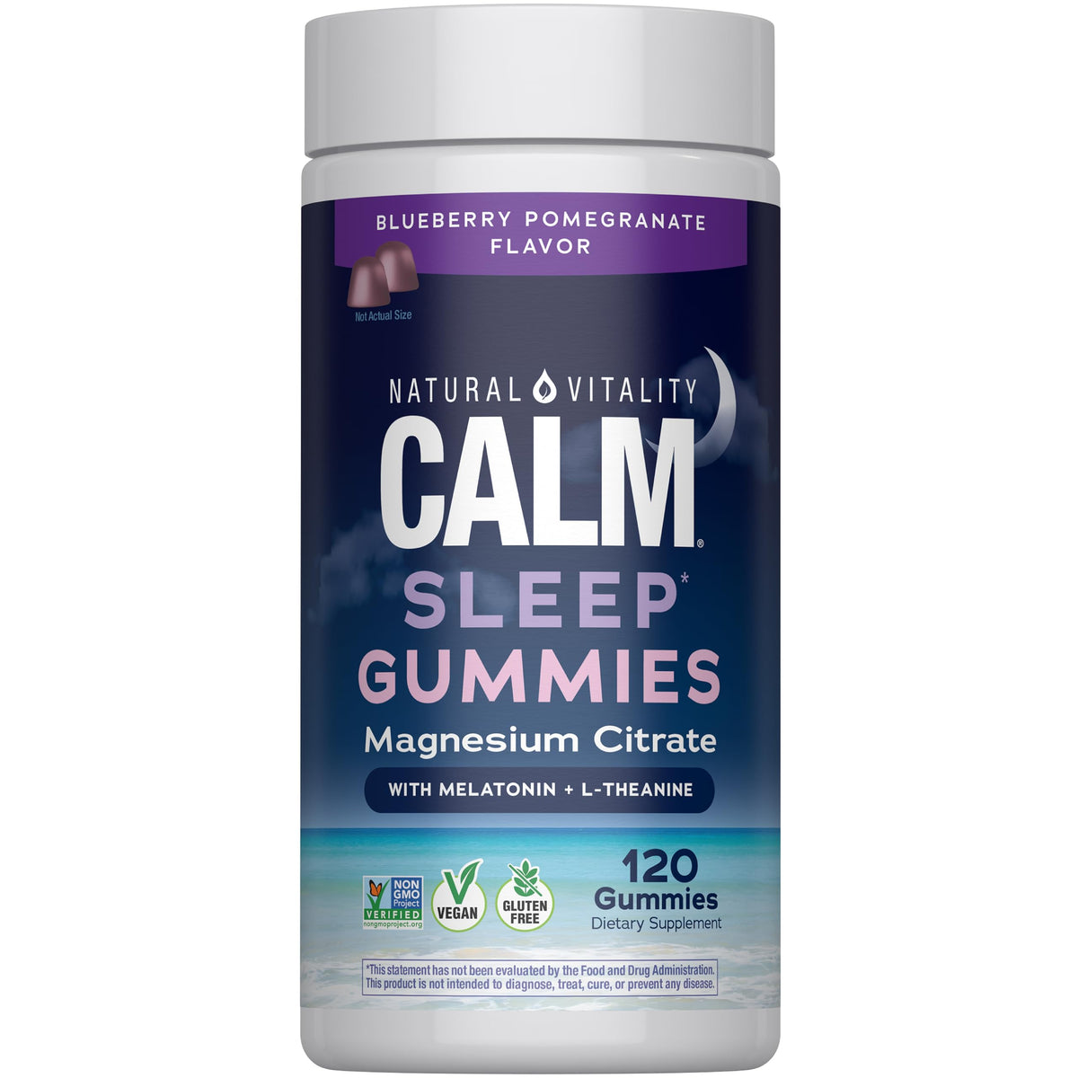 Gomitas Natural Vitality SLEEP en bote con sabor arándano granada para descanso suave