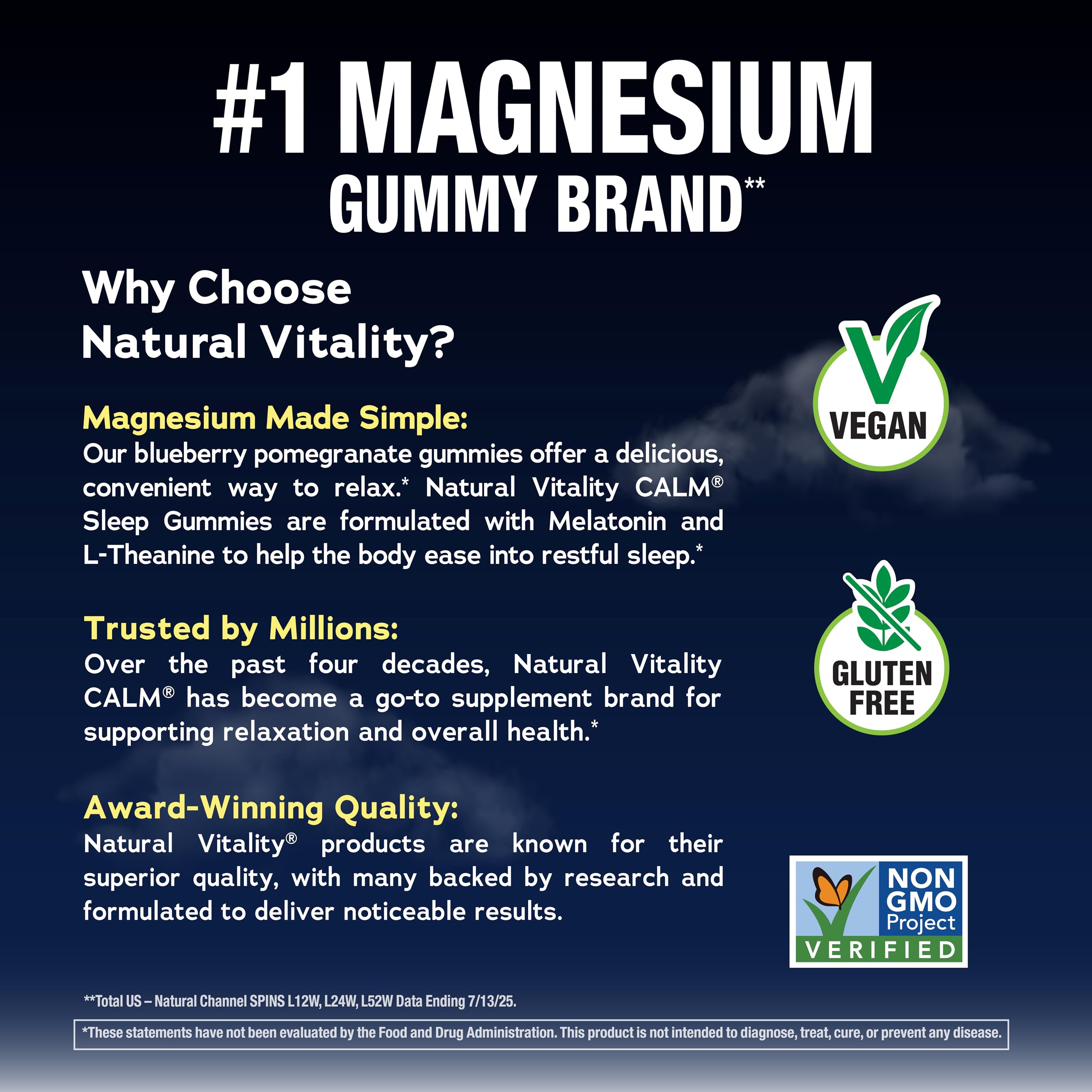 Etiqueta de Natural Vitality SLEEP muestra ingredientes clave para el descanso