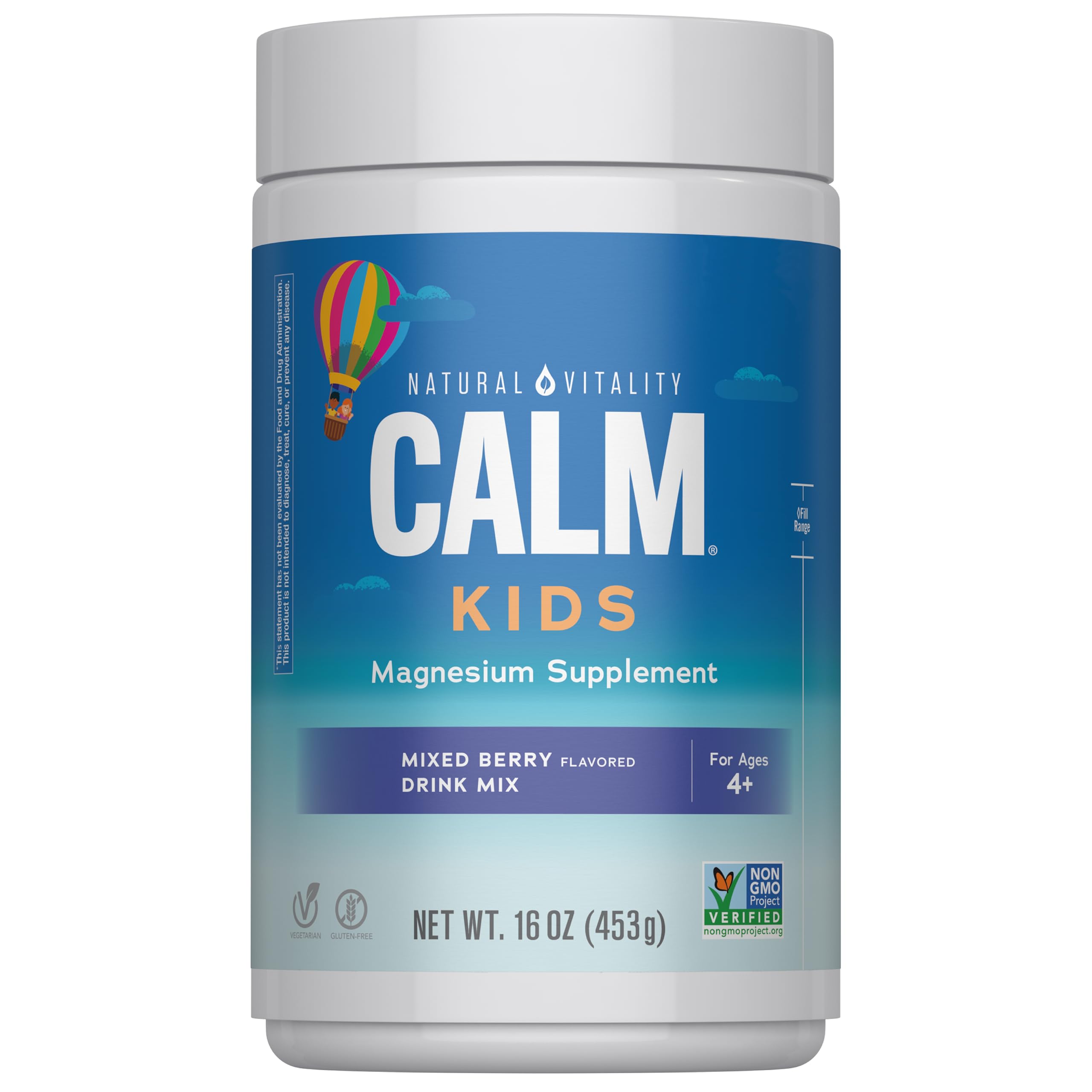 Natural Vitality Kids Calm polvo sabor frutosa rojos, listo para mezclar y beber