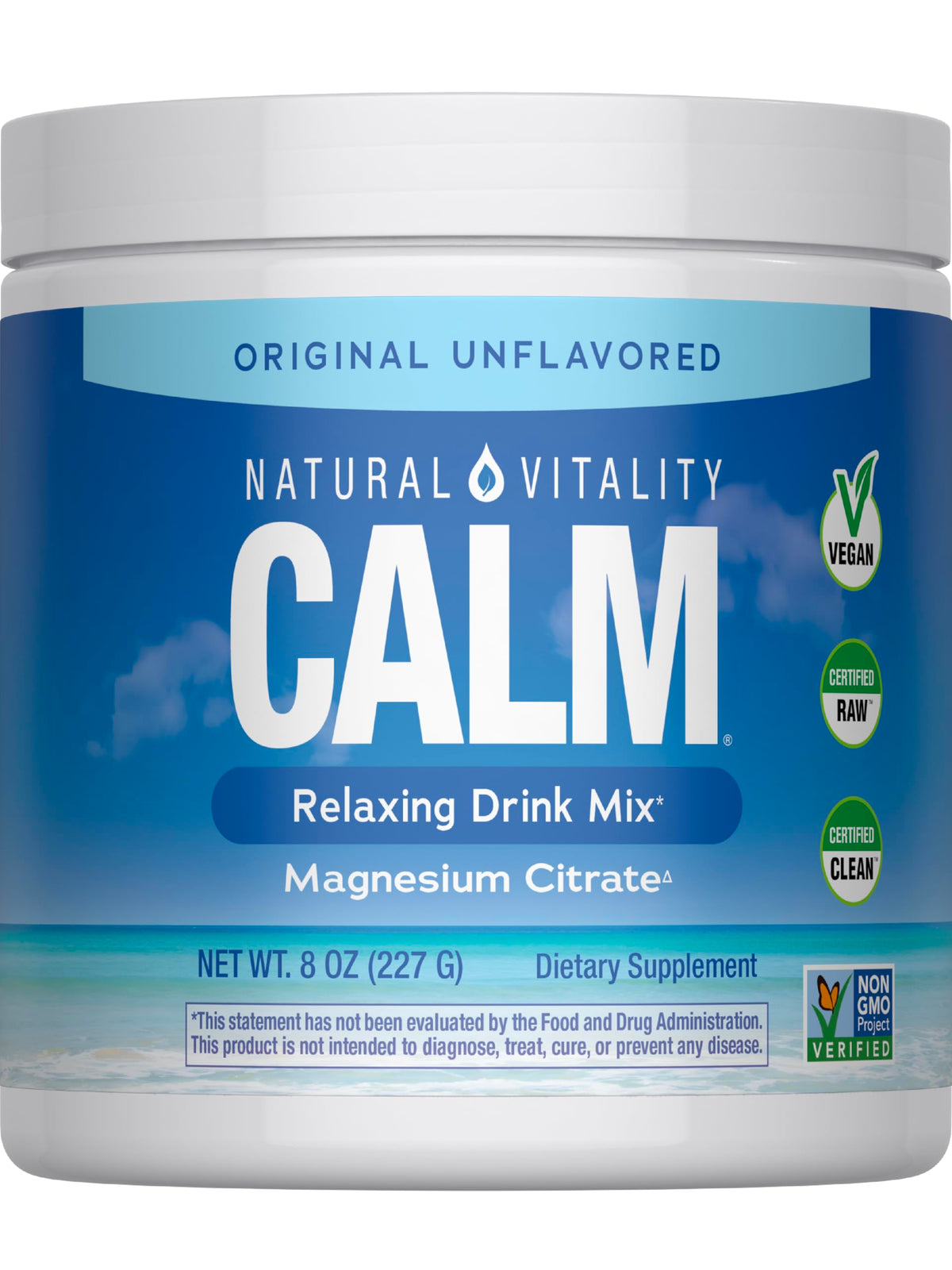 Natural Vitality MaxCalm polvo de magnesio sin sabor para mezclar