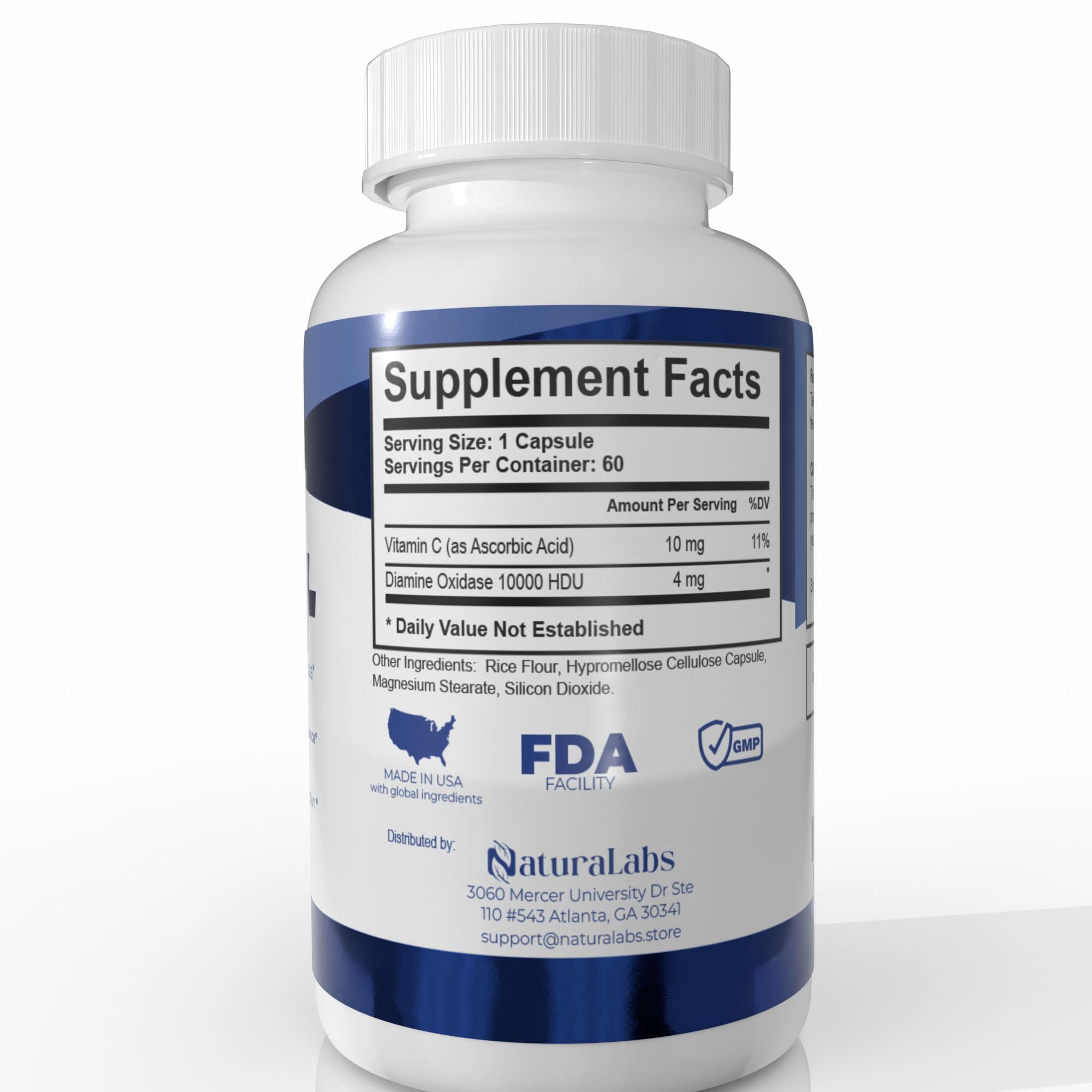 NATURALABS DAO Enzyme, uso diario cómodo para rutinas de bienestar.