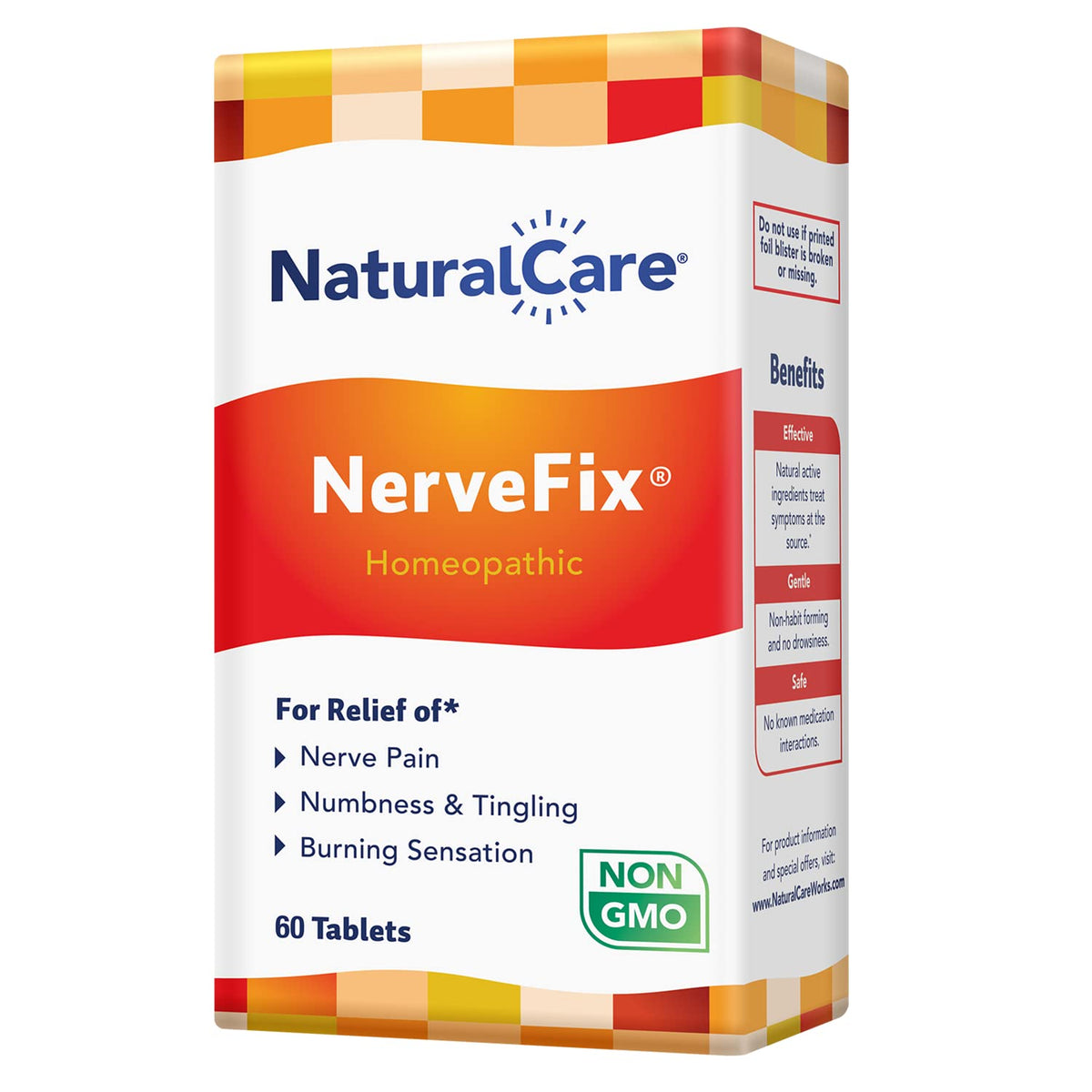 NaturalCare NerveFix: botella con comprimidos para apoyar el bienestar nervioso diario.