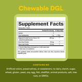 Etiqueta de Natural Factors DGL sin gluten y sin OGM para claridad del producto.