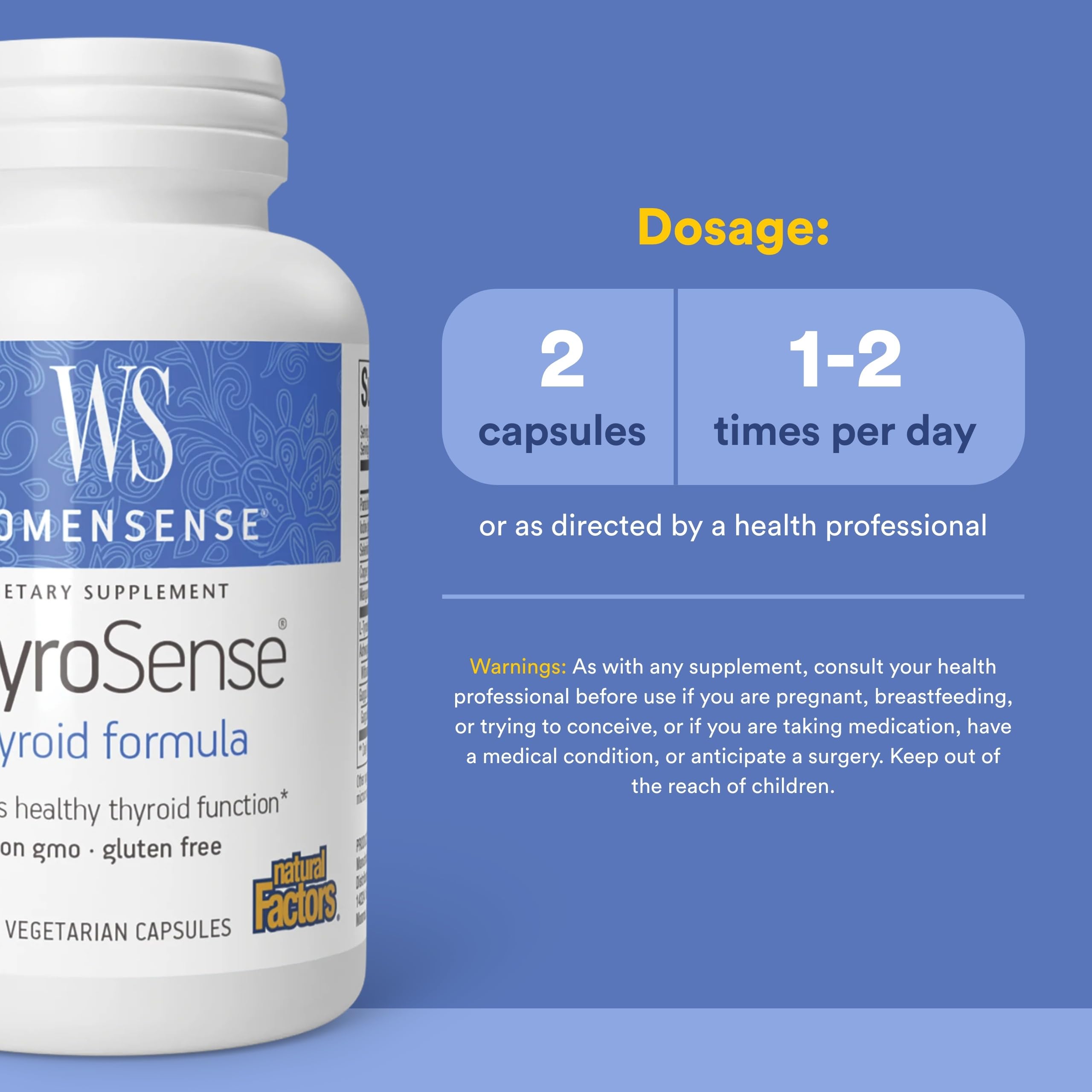 Natural Factors ThyroSense: dosis diaria recomendada para consistencia y comodidad.