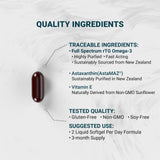 Naturalis Ultimate Omega3 cápsulas suaves, etiqueta que destaca origen sostenible.